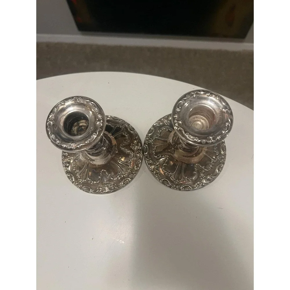 Gorham Chantilly Candlesticks Silver Plate Vintage YC3004